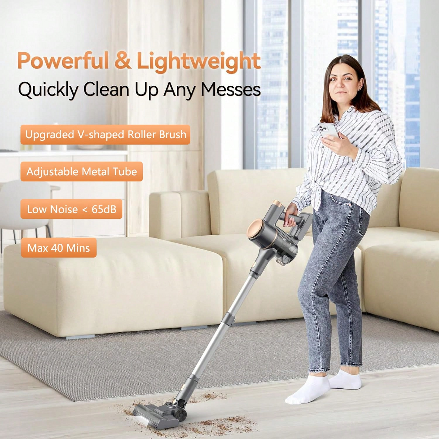 Handheld vacuum cleaner, cordless vacuum cleaner, lightweight and portable, powerful suction, 2200mAh battery.
