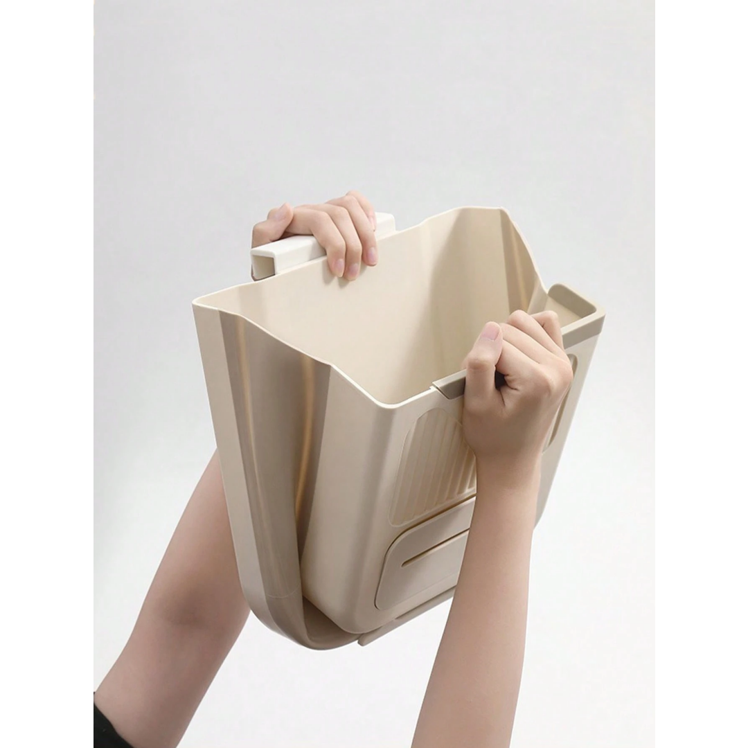 Wall-mounted folding trash can, cabinet door hanging trash can storage basket