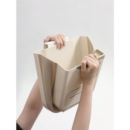 Wall-mounted folding trash can, cabinet door hanging trash can storage basket