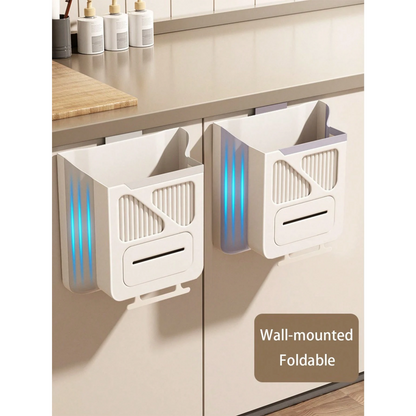 Wall-mounted folding trash can, cabinet door hanging trash can storage basket