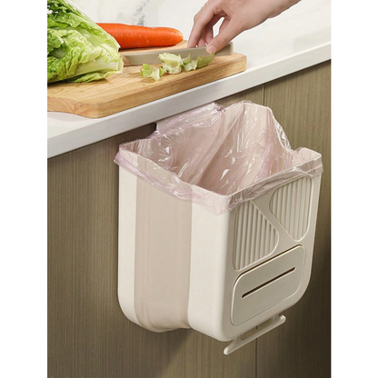 Wall-mounted folding trash can, cabinet door hanging trash can storage basket