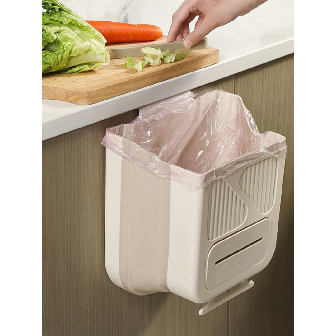Wall-mounted folding trash can, cabinet door hanging trash can storage basket