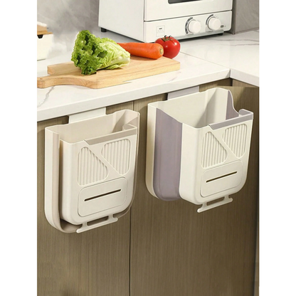 Wall-mounted folding trash can, cabinet door hanging trash can storage basket