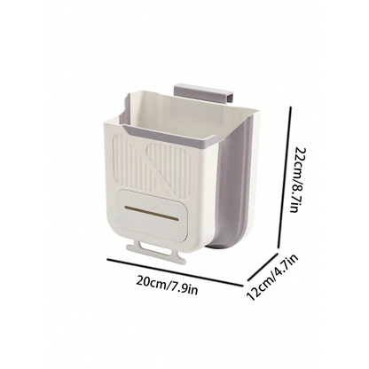 Wall-mounted folding trash can, cabinet door hanging trash can storage basket