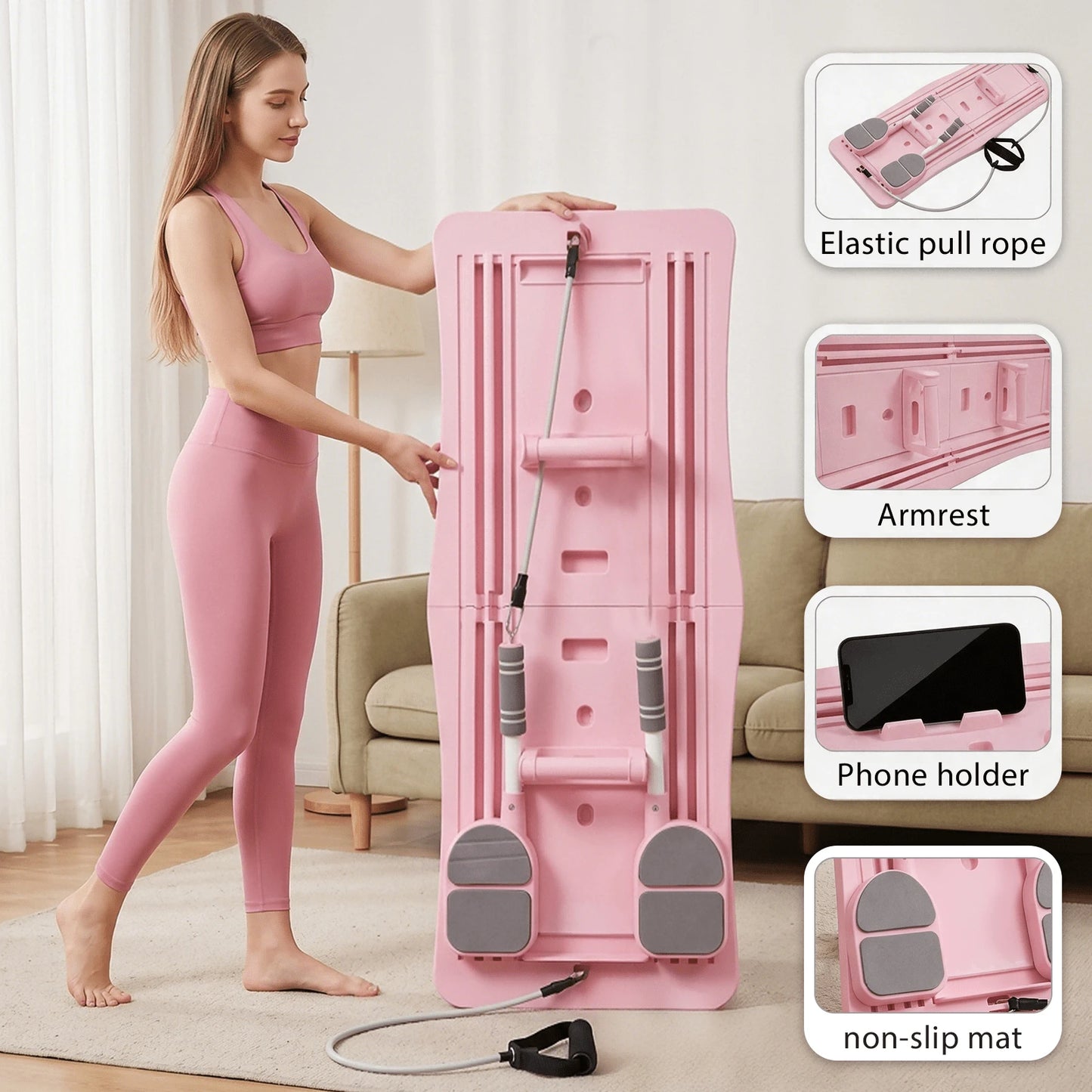 Multi-Purpose Foldable Pilates Reformer Board