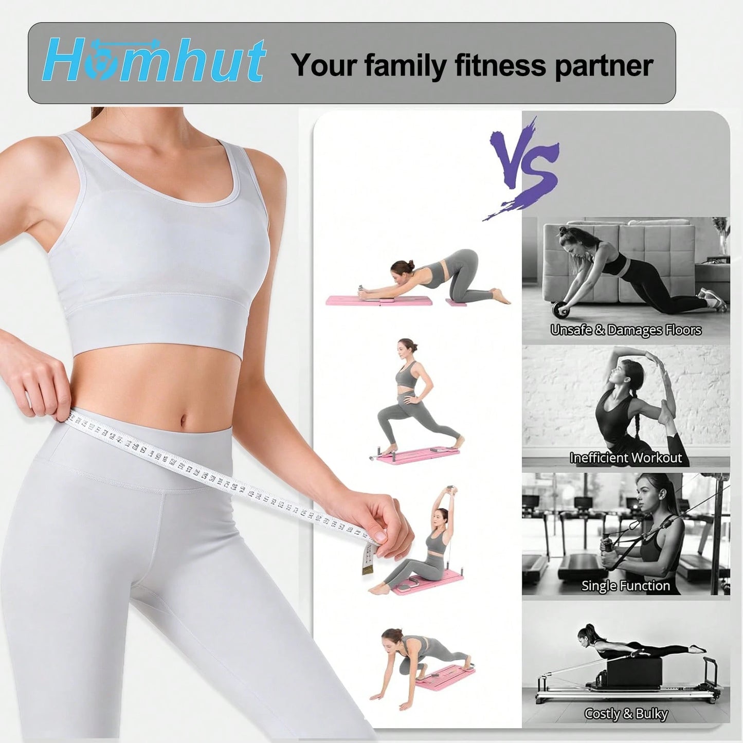 Multi-Purpose Foldable Pilates Reformer Board
