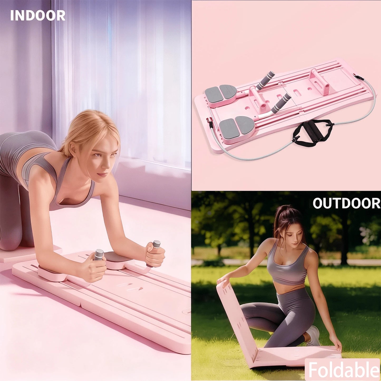 Multi-Purpose Foldable Pilates Reformer Board