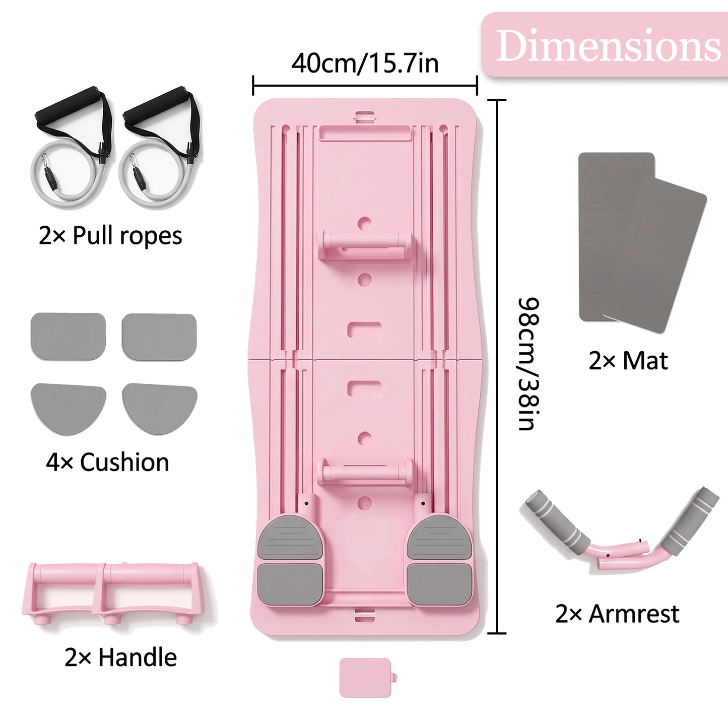 Multi-Purpose Foldable Pilates Reformer Board