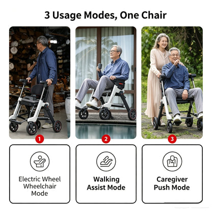 3-in-1 Smart Electric Wheelchair | Foldable Portable Power Wheelchair for Daily Use, Trips & Outdoor Activities