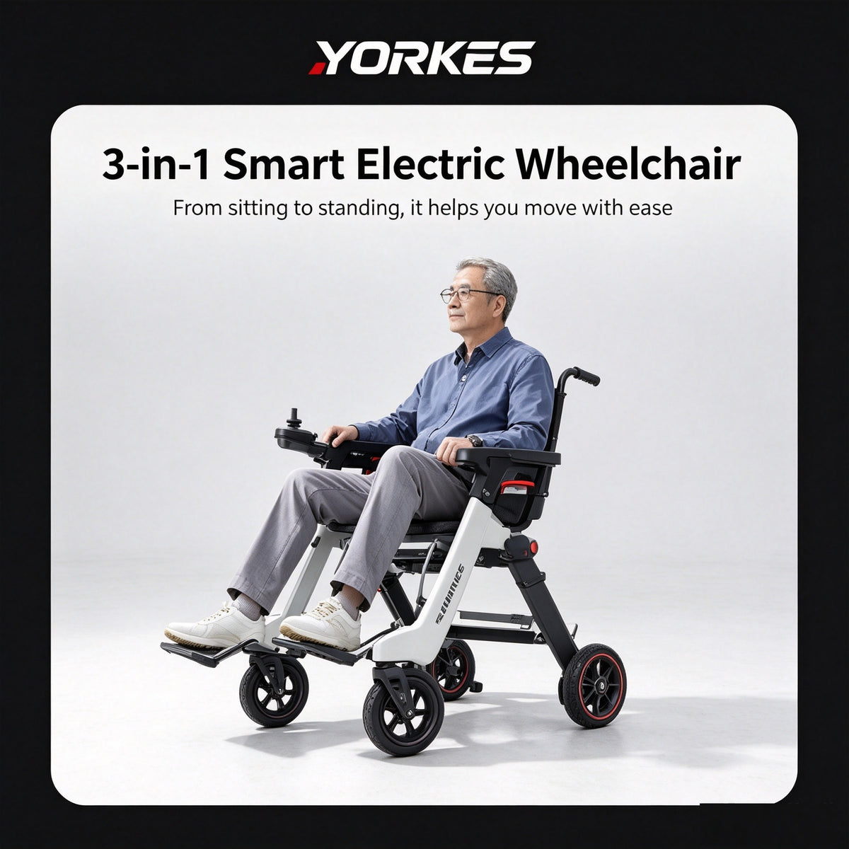 3-in-1 Smart Electric Wheelchair | Foldable Portable Power Wheelchair for Daily Use, Trips & Outdoor Activities