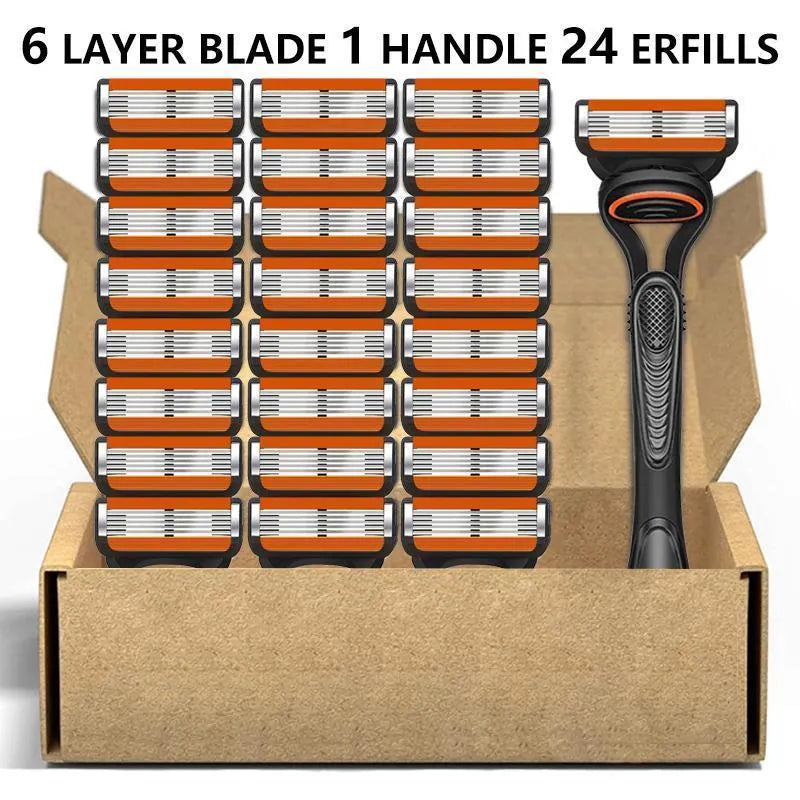 Bulk 48/24-Pack Men's Razor Refills with Handle - Value Set
