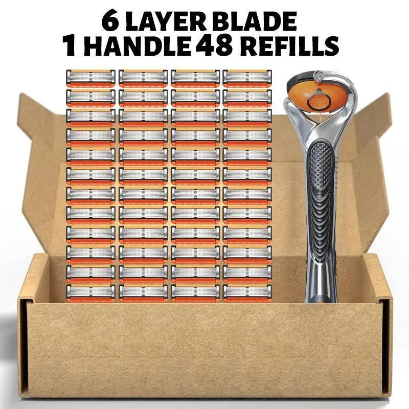 Bulk 48/24-Pack Men's Razor Refills with Handle - Value Set