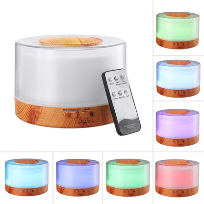 Remote-controlled aroma diffuser with wood grain humidifier