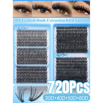 Ultra-Dense, Waterproof, Long-Lasting Lashes Kit,30D，40D，50D，60D, Includes Lash Glue, Tweezers
