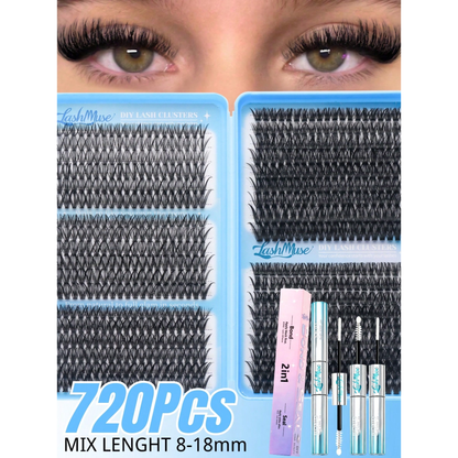 Ultra-Dense, Waterproof, Long-Lasting Lashes Kit,30D，40D，50D，60D, Includes Lash Glue, Tweezers
