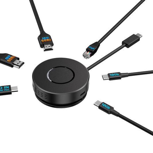 6 in 1 Cable Management Design Displaylink Docking Station