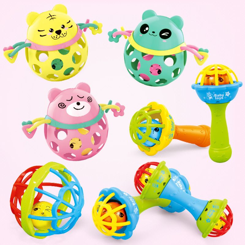 Baby hand-held ball rattle fitness soft rubber hand rattle